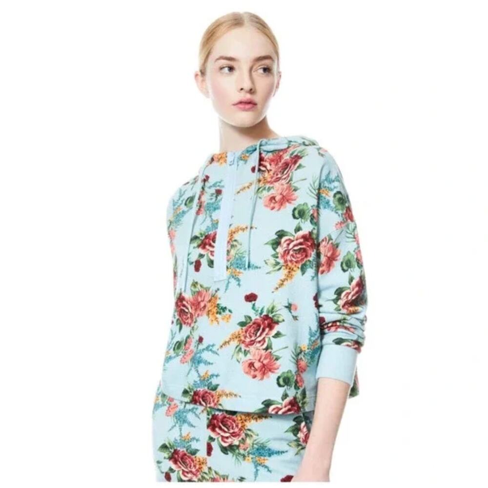 Alice + Olivia Light Blue Floral Hoodie